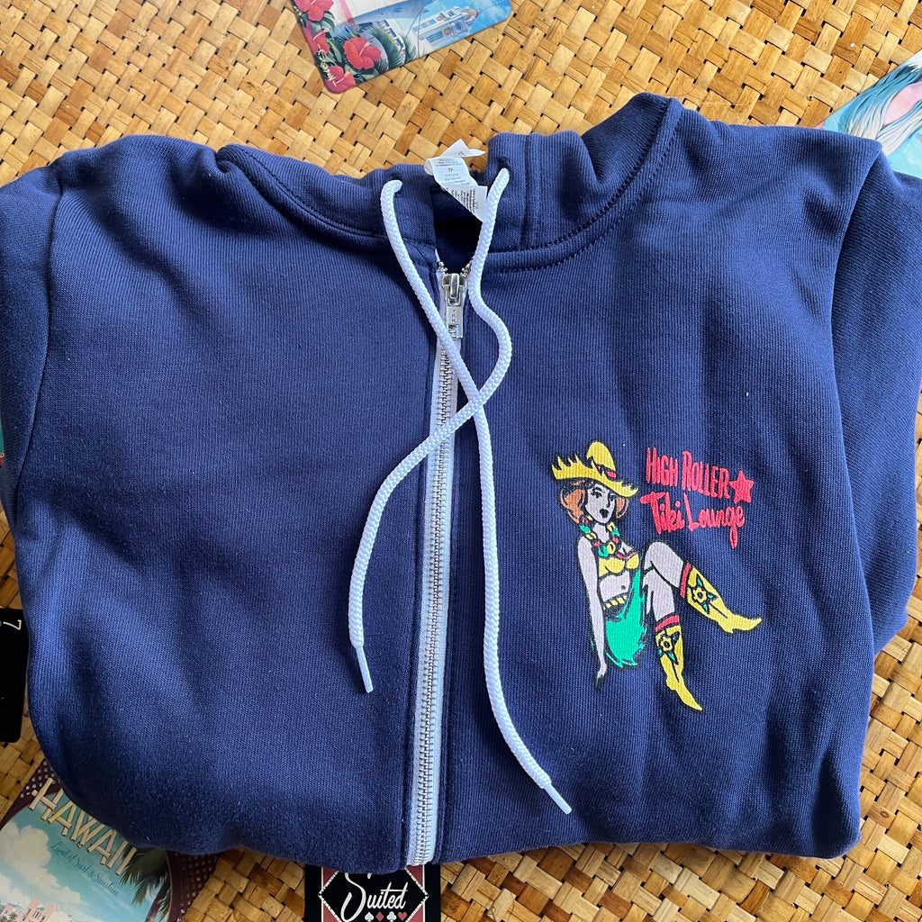 Navy Blue High Roller Tiki Zip Up Hoodie
