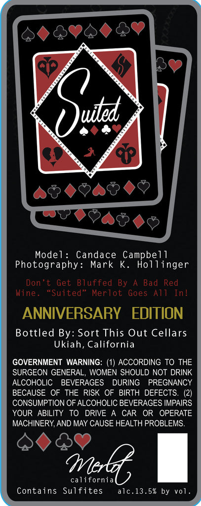 "Suited" CANDACE CAMPBELL MERLOT anniversary bottle